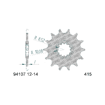 AFAM eesmine hammasratas 12 hammast 415 Aprilia RS50, Rieju RR, Spike
