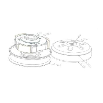 clutch pulley assy with bell for Honda, Kymco, Malaguti, GY6 125-150cc