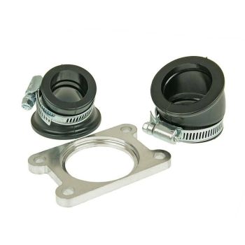 intake manifold racing with two adapters 24 and 32mm carb connection for Minarelli AM, Generic, KSR-Moto, Keeway, Motobi, Ride, CPI, 1E40MA 1E40MB