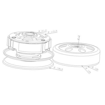 clutch pulley assy with bell for Malaguti Madison, Majesty, MBK Flame
