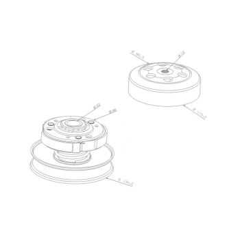 clutch pulley assy with bell 107mm for Piaggio 1998- (converter 134mm)