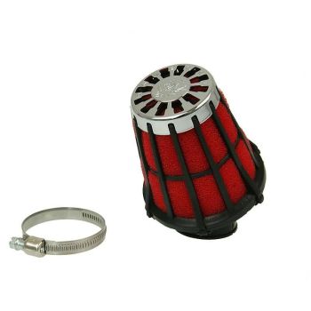air filter Malossi red filter E5 racing grid 38mm carb connection red filter, black latticed housing