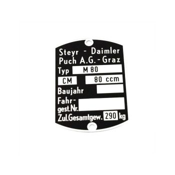 Frame, type plate original for Puch Cobra M 80, Mokick light motorcycle