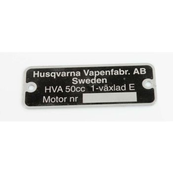 Engine 1 speed nameplate for Husqvarna