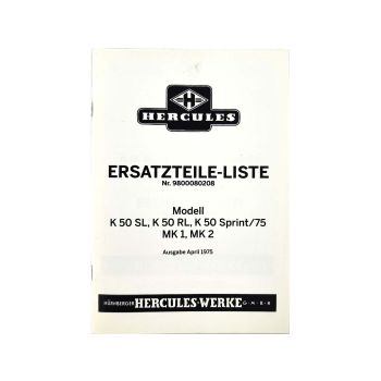Spare parts list parts catalog 1975 for Hercules K 50 RL SL MK 1 MK 2 Sprint Moki