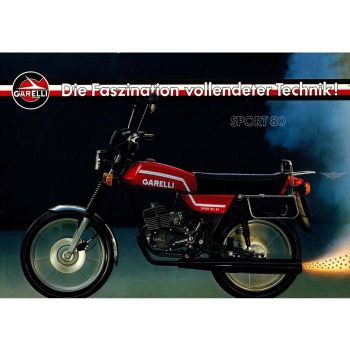 Garelli Sport 80 Mokick original brochure Component features for vehicle brand Vehicles