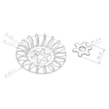 half pulley Naraku for variator incl. locking star washer for Minarelli