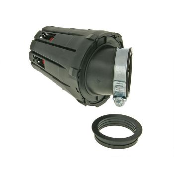 air filter boxed racing 39-45mm 45° carb connection (incl. adapter) red filter, black housing