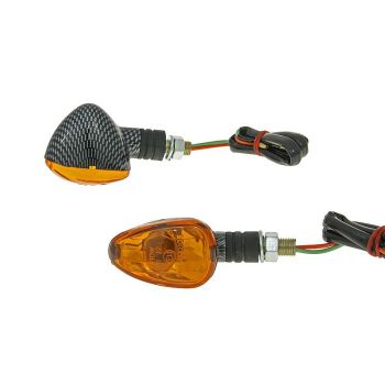 Suunaindikaator kompl. M10 carbon-Look Doozy oranž, lühike