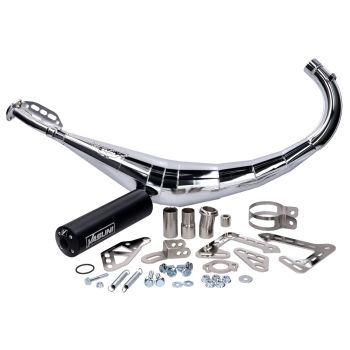 exhaust Yasuni R2 black chrome for Minarelli AM6, Derbi D50B0, EBE Offroad, SM