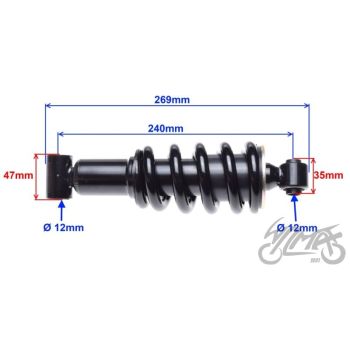 Tagaamort pikkus 269mm/240mm, M12, ZIPP PRO
