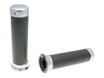 handlebar rubber grip set Domino 2470 on-road w/ chromium-plated end cap