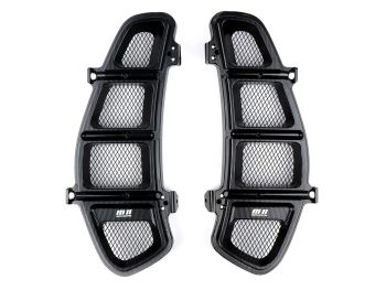 Glove box net panel set -MOTO NOSTRA, CNC, black shiny- Vespa GT 250 (ZAPM45102), Vespa GT L 125 (ZAPM31100, ZAPM31101), Vespa GT L 200 (ZAPM31200), Vespa GTS 125 (ZAPM31300, ZAPMA3100, ZAPMA3200), Vespa GTS 150 (ZAPMA3200, ZAPMA3100), Vespa GTS 250 (ZAPM