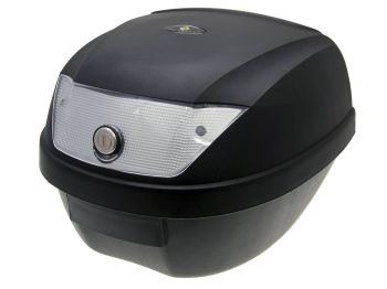 Top Case black - lock with 2 keys, clear lens - 28L capacity
