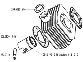 piston kit Polini 70cc 46mm (C) for MBK AV-10, AV-51, 92GT, M16