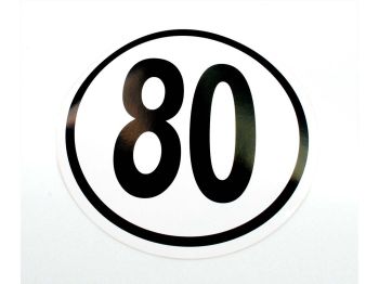 Moped car trailer tractor sticker PVC 80 Km/h