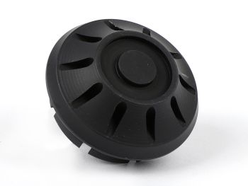 Cap wheel nut / rim Ø=35mm -MOTO NOSTRA, CNC, black mat- Vespa PX (-1984 - rear), Rally, Sprint, TS, GT, GTR, GS160, SS180, V50 Special (V5B ab Bj. 1972), V50N, SS50-90, PV125, ET3, Vespa ET2, ET4, GT, GTL, GTS, GTV, LX, LXV, S, Gilera Fuoco, Piaggio Fly