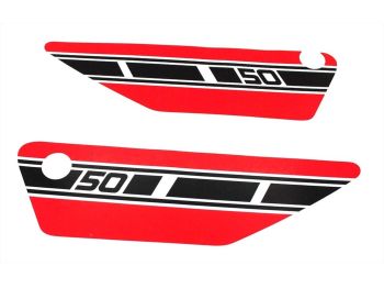 Side cover sticker set red white for Yamaha FS 1 RD 50 Mokick