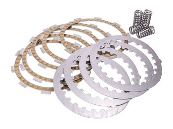 clutch plate / disc set Naraku HDRC aramid fiber 5-friction plate type for CPI, Generic, KSR-Moto, Keeway, Minarelli AM6, Motobi, Ride, 1E40MA, 1E40MB