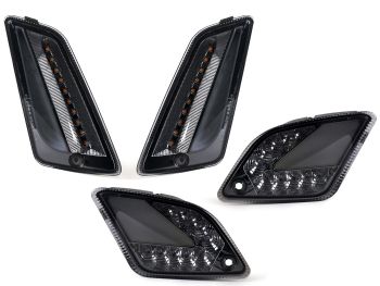 Indicator set front + rear -MOTO NOSTRA (2019-) dynamic LED sequential light, front with day time running light and rear with position light (E-mark)- Vespa GTS 125-300 HPE (2019-) - smoked