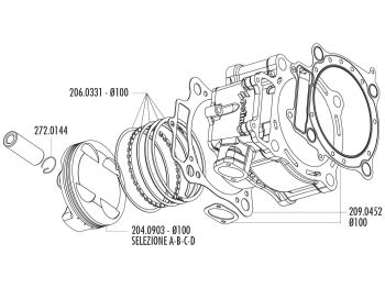 piston kit Polini 490cc 100mm (B) for Honda CRF 450 02-05