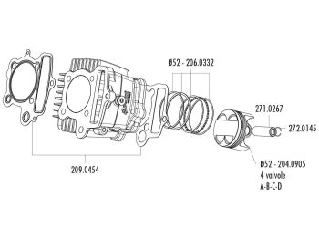 piston pin Polini 13x38mm for Honda XR 50, Polini XP4T 50, XP4T 110