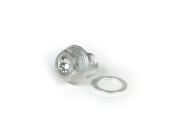 Oil level plug -BGM Pro made by JPP, aluminium CNC- Lambretta LI, LIS, SX, TV, DL, GP, J, Lui - anodised silver