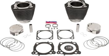 136"" Cylinder Kit - 4.625"" Stroke - Wrinkle Black w/Highlighted Fins - M8