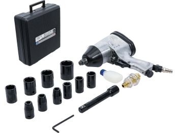 Compressed air impact wrench with tool set 12.5mm (1/2") 312 Nm 16-piece