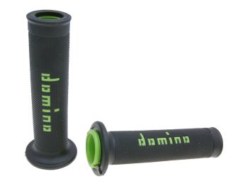 handlebar grip set Domino A010 on-road black / green open end grips