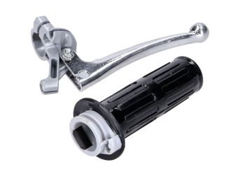 Throttle grip fitting with brake lever gray for Garelli Peugeot Mobylette automatic moped