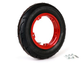 Wheel assembly (tyre mounted on rim ready to drive) -BGM Sport, tubeless, Vespa- 3.50 - 10 inch TL 59S (reinforced) - Wheel assemblyrim 2.10-10 red