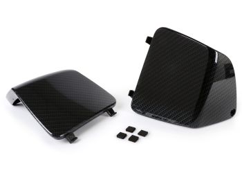 Maintenance flap set for interior lining leg shield -MOTO NOSTRA- Vespa GT, GTL, GTV, GTS 125-300 (2003-), HPE, Supertech, Supersport, Touring - (cover for cooling water connection / fuses) - carbon style