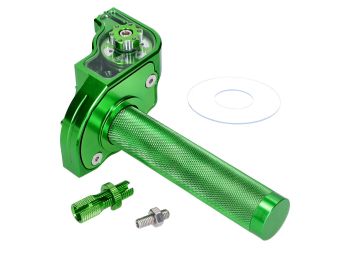 Short-stroke throttle grip green CNC for 22mm handlebars for moped, moped