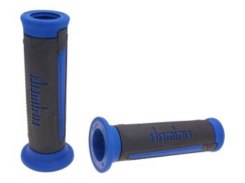 handlebar grip set Domino A350 on-road anthracite grey / blue open end grips