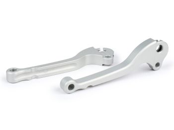 brake lever + clutch lever set BGM PRO CNC silver matte ABE for Vespa Largeframe 1957-1998, Smallframe 1963-1989