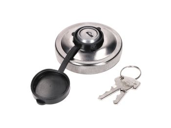 fuel tank cap aluminum chromed (w/ lock) for Simson S50, S51, SR50, Schwalbe, Sperber, Spatz, Star
