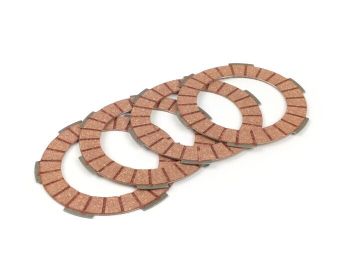 Clutch friction plate set -BGM PRO Superstrong Racing Red Vespa Smallframe V50, V90, SS50, SS90, PV125, ET3, PK50, PK80, PK50 S, PK80 S, PK125 S, PK50 XL, PK125 XL, ETS, PK50 HP, PK50 SS - 4 plates