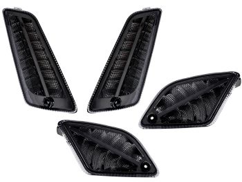 Indicator set front + rear -MOTO NOSTRA 2K22 (2014-2018) dynamic LED sequential light, front with day time running light and rear with position light (E-mark)- Vespa GT, GTL, GTV, GTS 125-300 - smoked