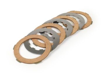 Clutch friction plate set incl. steel plates -BGM ORIGINAL- Lambretta LI, LIS, SX, TV (series 2-3), DL, GP - 4 friction plates