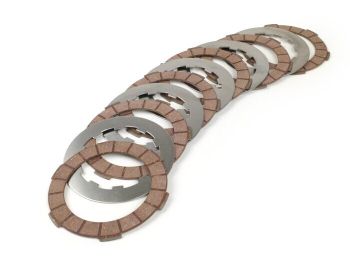 Clutch friction plate set incl. steel plates -BGM PRO Superstrong Racing Red- Lambretta LI, LIS, SX, TV (series 2-3), DL, GP - 6 friction plates