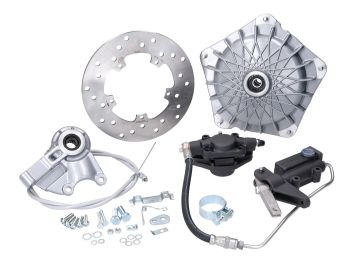disc brake set GRIMECA Classic NT stub d=16mm silver mesh pattern partially hydraulic for Vespa P80-150X, P200E, PX80-150E