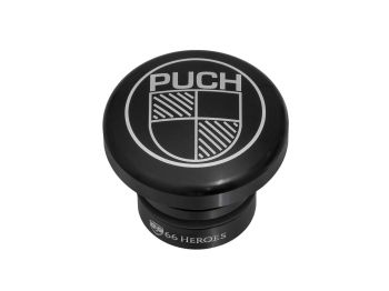 Tank cap 66Heroes with Puch logo round black for Puch Maxi