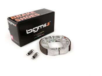 Pair of brake shoes with slot in the anchor pin -BGM PRO Ø=100x20mm- PIAGGIO NRG 50cc 1994-1998 (r), NRG Extreme AC 50cc 1999 (r), NTT 50cc 1995 (r), Quartz 50cc 1992 (r), Sfera 50cc 1990-1996 (r), Sfera 80cc 1990-1994 (r), Zip 50cc 1992 (r), GILERA Stor