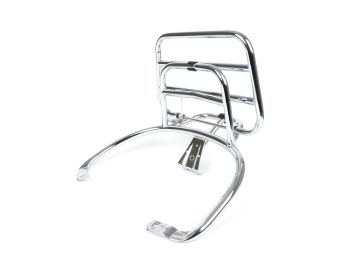 Rear rack, fold down -MOTO NOSTRA- Vespa Primavera 50 (ZAPC53100, ZAPC53200), Vespa Primavera 125 (ZAPM81100), Vespa Primavera 150 (ZAPM81200), Vespa Sprint 50 (ZAPC53101, ZAPC53201), Vespa Sprint 125 (RP8M82111, ZAPM81300, ZAPM81301) - chrome