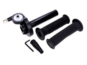 Throttle grip set short stroke with rubber grips aluminum black
