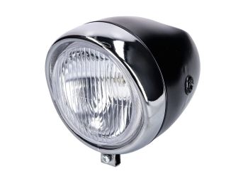 Headlight round 130mm black for classic car, Puch