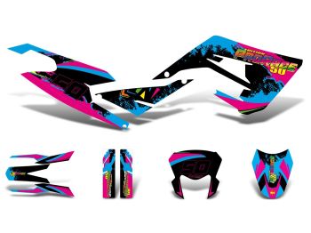 decal set black-pink-blue matt for Derbi Senda 50 2018-