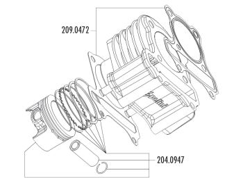 cylinder gasket set Polini 221cc 69mm for LML 200 4T (carburetor model)