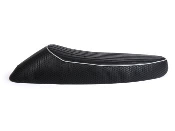 Seat -BGM PRO Sport- Vespa PX (-1983), Sprint, GT, GTR, Super, TS, GL, VNA, VBA, VNB, VBB, T4 - with flat fuel tank also fits Rally 180/200, GS160, SS180 - without lock - grey piping